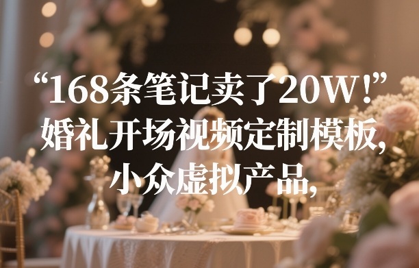 168条笔记卖了20W！婚礼开场视频定制模板，小众虚拟产品-小目标云网创