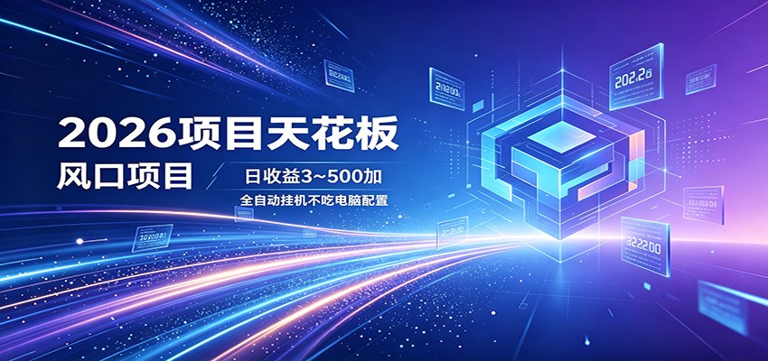 2026项目天花板，风口项目，日收益3~500+全自动挂机，不吃配置-灵感工坊云网创