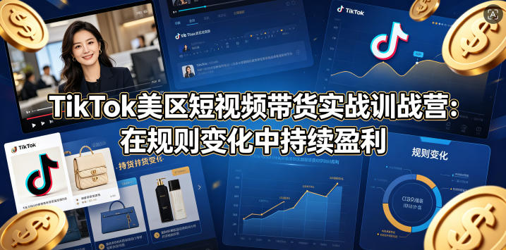 TikTok美区短视频带货实战训战营：在规则变化中持续盈利-极速搞钱指南