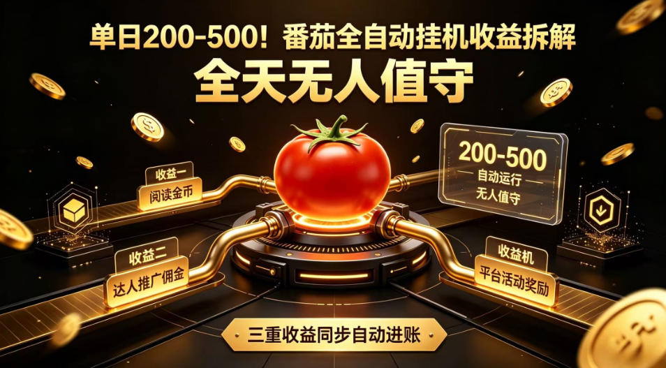 单日200-500！番茄全自动挂G收益拆解，全天无人值守，矩阵操作收益翻倍【揭秘】-小目标云网创
