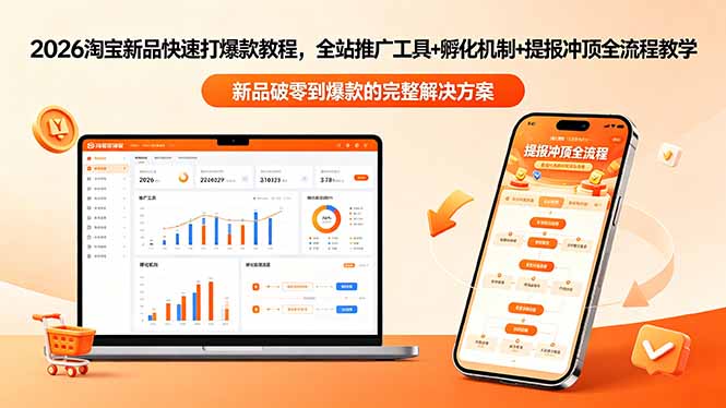 2026淘宝新品快速打爆款教程-更新，全站推广工具+孵化机制+提报冲顶全流程教学-灵感工坊云网创