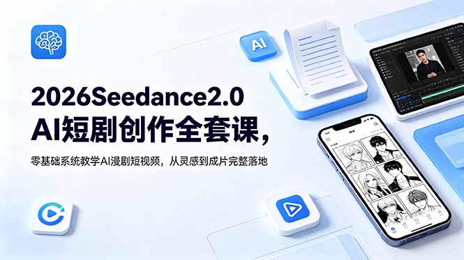 2026Seedance2.0AI短剧创作全套课，零基础系统教学AI漫剧短视频，从灵感到成片完整落地-极客搞钱云网创