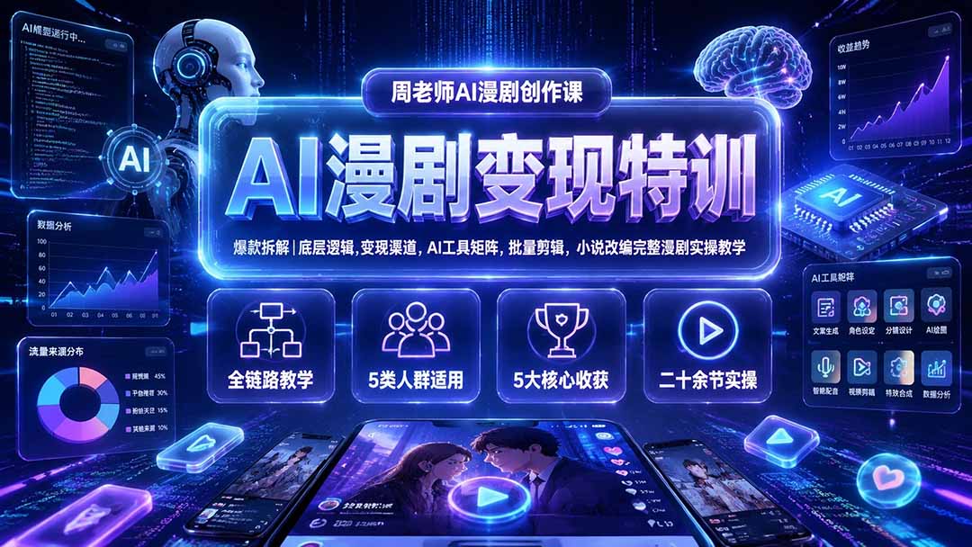 AI漫剧变现特训★爆款拆解|底层逻辑,变现渠道,AI工具矩阵,批量剪辑,小说改编完整漫剧实操教学-小目标云网创