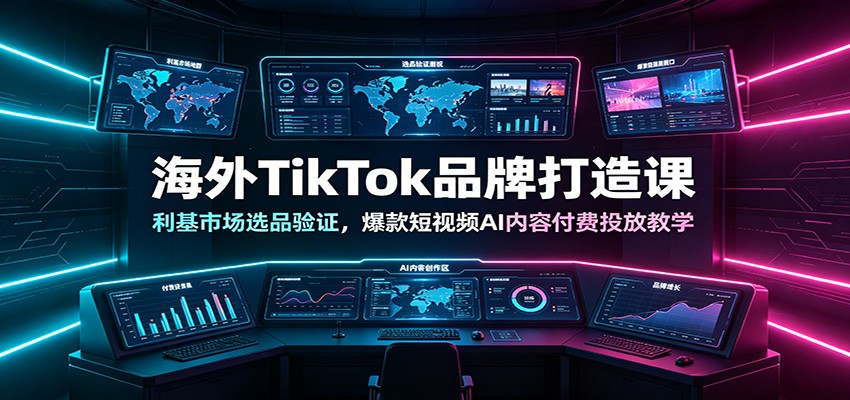 海外TikTok品牌打造课：利基市场选品验证，爆款短视频AI内容付费投放教学-小目标云网创