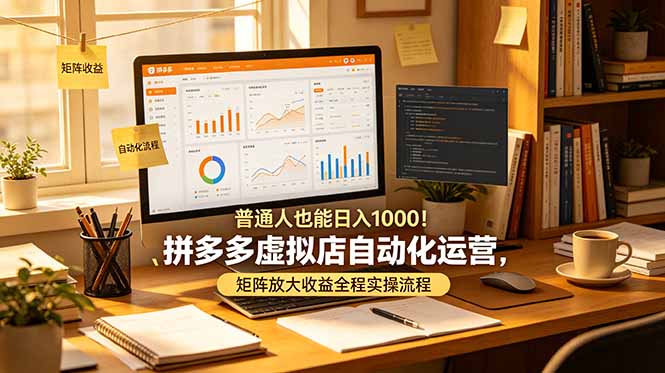 普通人也能日入 1000!拼多多虚拟店自动化运营,矩阵放大收益全程实操流程-极速搞钱云网创