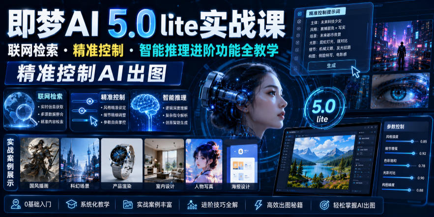 即梦AI 5.0 lite实战课，联网检索・精准控制・智能推理进阶功能全教学，精准控制AI出图-小目标云网创