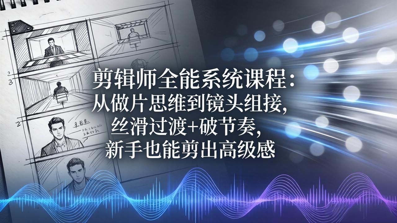 剪辑师全能系统课程：从做片思维到镜头组接，丝滑过渡+破节奏，新手也能剪出高级感-创富资源库云网创