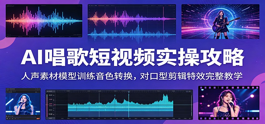 AI唱歌短视频实操攻略:人声素材模型训练音色转换,对口型剪辑特效完整教学-opc资源站