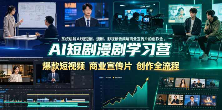 AI短剧漫剧学习营，系统讲解AI短剧、漫剧、影视预告片、爆款短视频与商业宣传片的创作全流程-灵感工坊云网创