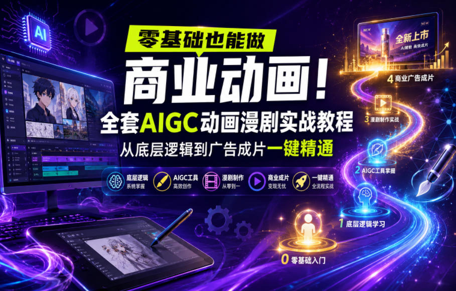 零基础也能做商业动画!全套AIGC动画漫剧实战教程,从底层逻辑到广告成片一键精通(更新0715)-小目标云网创