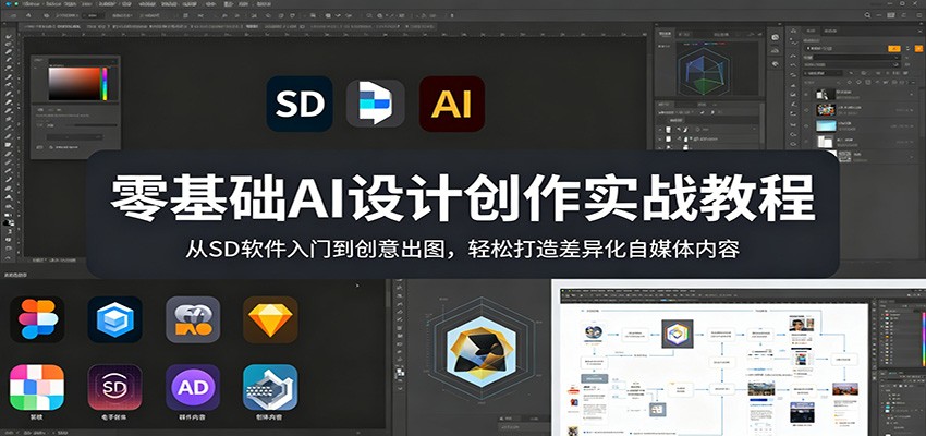 零基础AI设计创作实战教程：从SD软件入门到创意出图，轻松打造差异化自媒体内容-小目标云网创