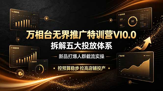 万相台无界推广特训营VI0.0，拆解五大投放体系，新品打爆人群截流实操，控预算稳步拉高店铺投产-小目标云网创