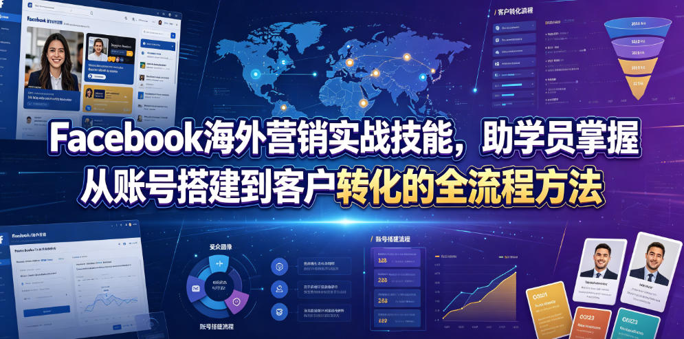 Facebook海外营销实战技能，助学员掌握从账号搭建到客户转化的全流程方法-灵感工坊云网创