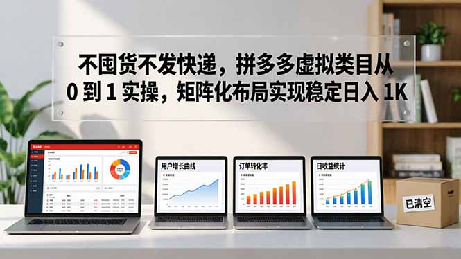 不囤货不发快递，拼多多虚拟类目从 0 到 1 实操，矩阵化布局实现稳定日入 1K-小目标云网创