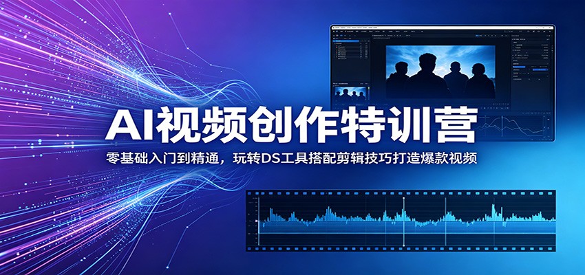 AI视频创作特训营：零基础入门到精通，玩转DS工具搭配剪辑技巧打造爆款视频-个创网云网创