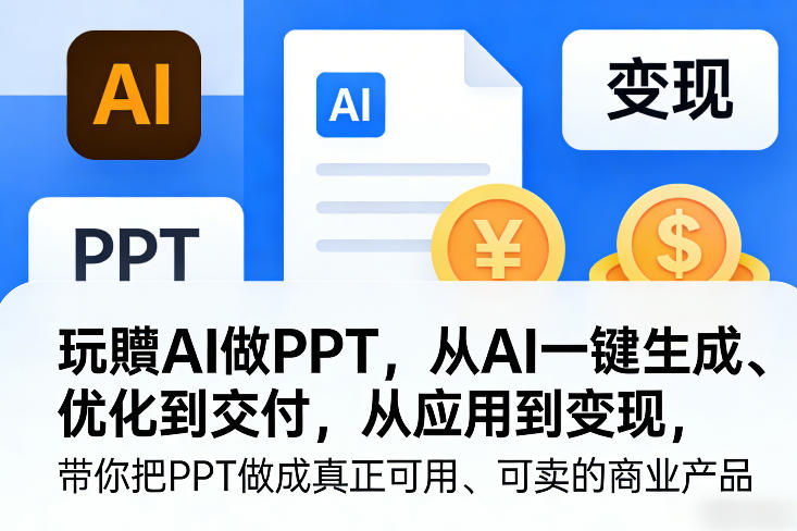 玩賺AI做PPT，从AI一键生成、优化到交付，从应用到变现，带你把PPT做成真正可用、可卖的商业产品(更新0513)-灵感工坊云网创