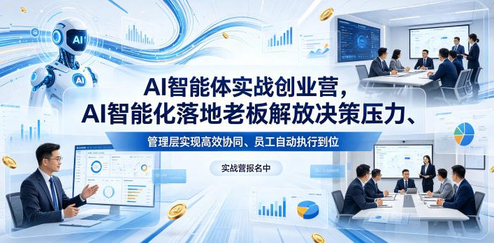 AI智能体实战创业营26年4月23-25号线下课，AI智能化落地老板解放决策压力、管理层实现高效协同、员工自动执行到位-小目标云网创