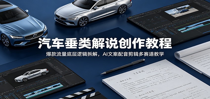 汽车垂类解说创作教程:爆款流量底层逻辑拆解,AI文案配音剪辑多赛道教学-opc资源站