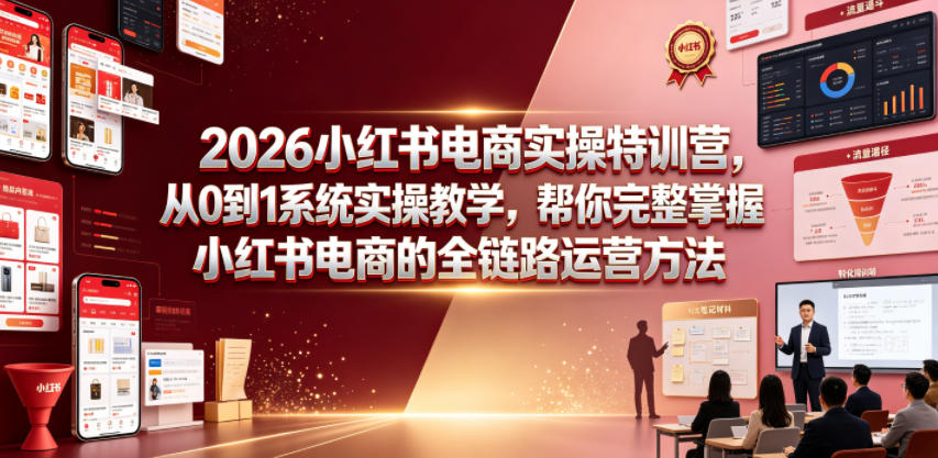 2026小红书电商实操特训营,从0到1系统实操教学,帮你完整掌握小红书电商的全链路运营方法-启微空间