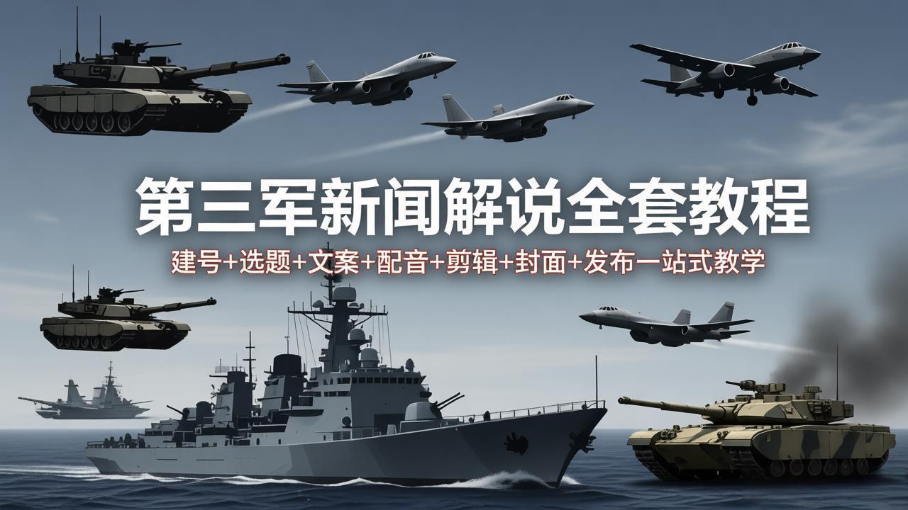 第三军迷新闻解说全套教程：建号+选题+文案+配音+剪辑+封面+发布一站式教学-小目标云网创