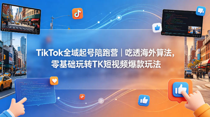 TikTok全域起号陪跑营｜吃透海外算法，零基础玩转TK短视频爆款玩法-创富云网创