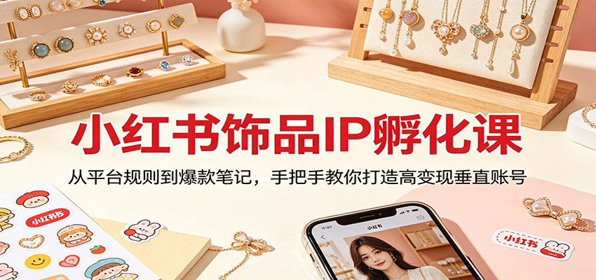 小红书饰品IP孵化课：从平台规则到爆款笔记，手把手教你打造高变现垂直账号-聚星云网创