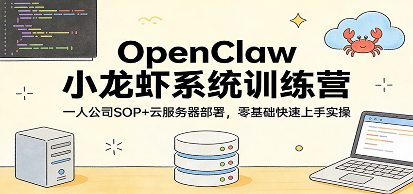 OpenClaw小龙虾系统训练营：一人公司SOP，云服务器部署，零基础快速上手实操-璞创优选云网创