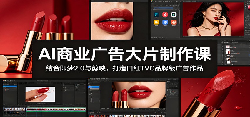 AI商业广告大片制作课:结合即梦2.0与剪映,打造口红TVC品牌级广告作品-opc资源站