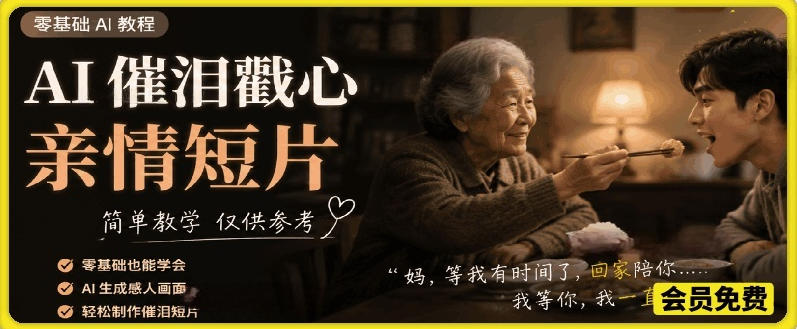 AI催泪戳心亲情短片,零基础AI教程,简单教学仅供参考-小目标云网创