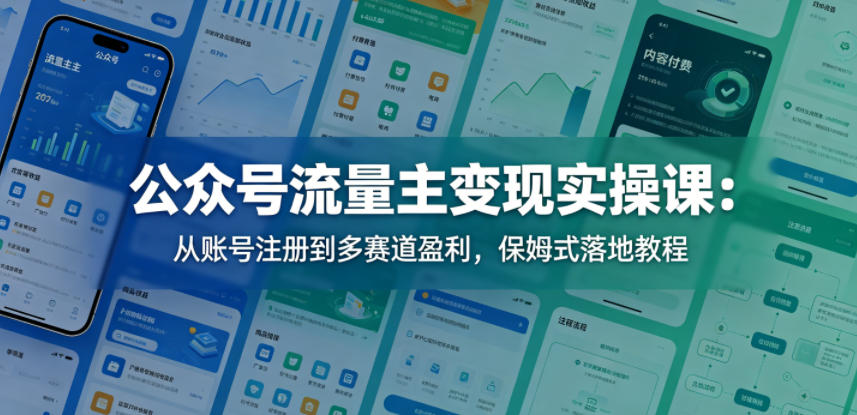 公众号流量主变现实操课：从账号注册到多赛道盈利，保姆式落地教程-黑猫科技云网创