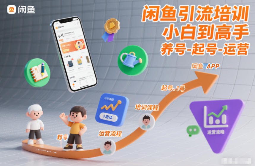 闲鱼引流培训，小白到高手，养号-起号-运营-优优云网创