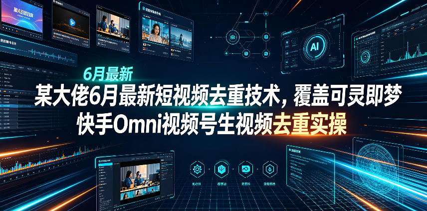 某大佬6月最新短视频去重技术,覆盖可灵即梦快手Omni视频号生视频去重实操-创客联盟