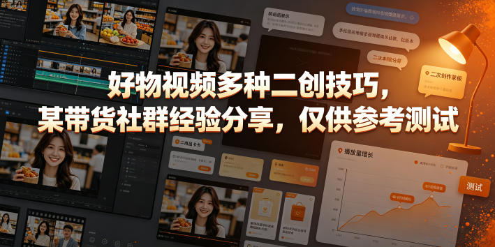 好物视频多种二创技巧，某带货社群经验分享，仅供参考测试-启微空间