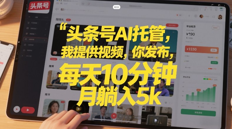 头条号AI托管，我提供视频，你发布，每天10分钟，月躺入5k+【揭秘】-小目标云网创