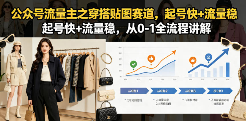 公众号流量主之穿搭贴图赛道，起号快+流量稳，从0-1全流程讲解-一个小目标资源站