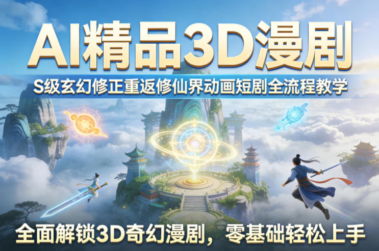 AI精品3D漫剧S级玄幻修正重返修仙界动画短剧全流程教学，全面解锁3D奇幻漫剧，零基础轻松上手-小目标云网创