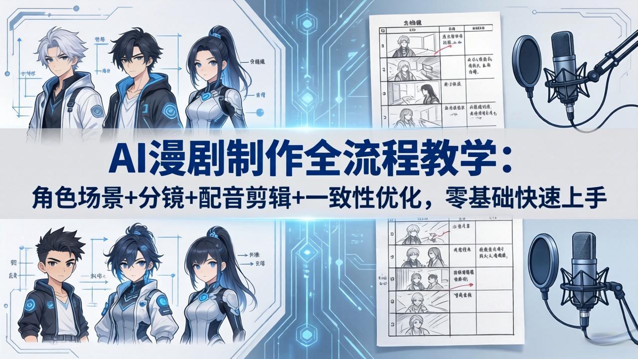 AI漫剧制作全流程教学：角色场景+分镜+配音剪辑+一致性优化，零基础快速上手-小目标云网创