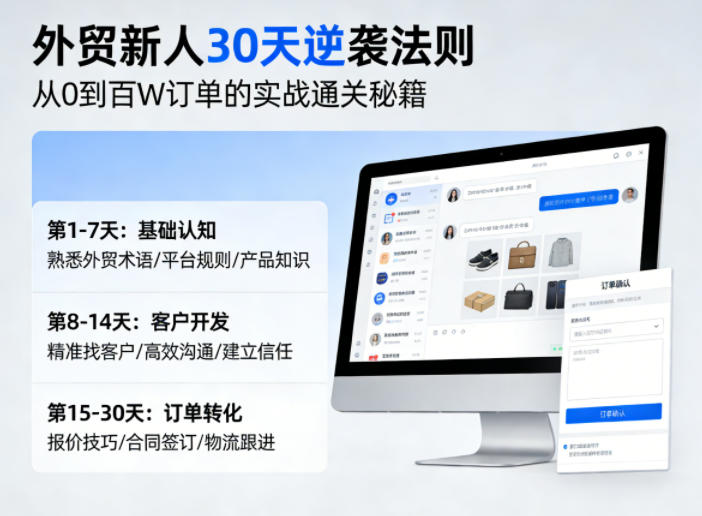 外贸新人30天逆袭法则，教你从0到百W订单的实战通关秘籍-小目标云网创