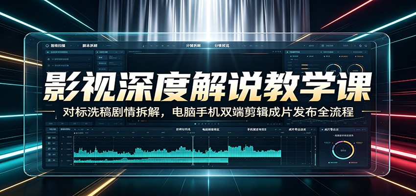 影视深度解说教学课：对标洗稿剧情拆解，电脑手机双端剪辑成片发布全流程-小目标云网创