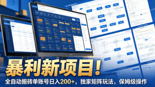 暴利新项目！全自动搬砖单账号日入200+，独家矩阵玩法，保姆级操作【揭秘】-小目标云网创