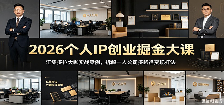 2026个人IP创业掘金大课：汇集多位大咖实战案例，拆解一人公司多路径变现打法-灵感工坊云网创