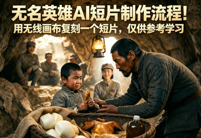 无名英雄AI短片制作流程!用无线画布复刻一个短片,仅供参考学习-创富资源库云网创