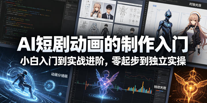 AI短剧动画的制作入门，小白入门到实战进阶，零起步到独立实操-opc资源站