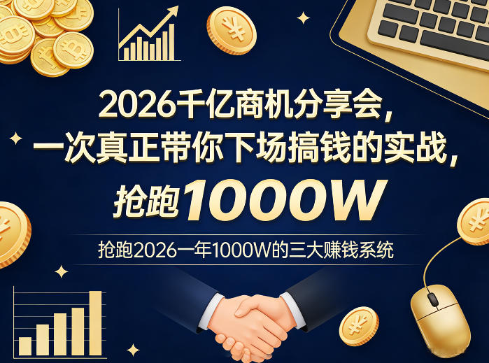 2026千亿商机分享会,一次真正带你下场搞钱的实战,抢跑2026一年1000W的三大賺钱系统-启微空间