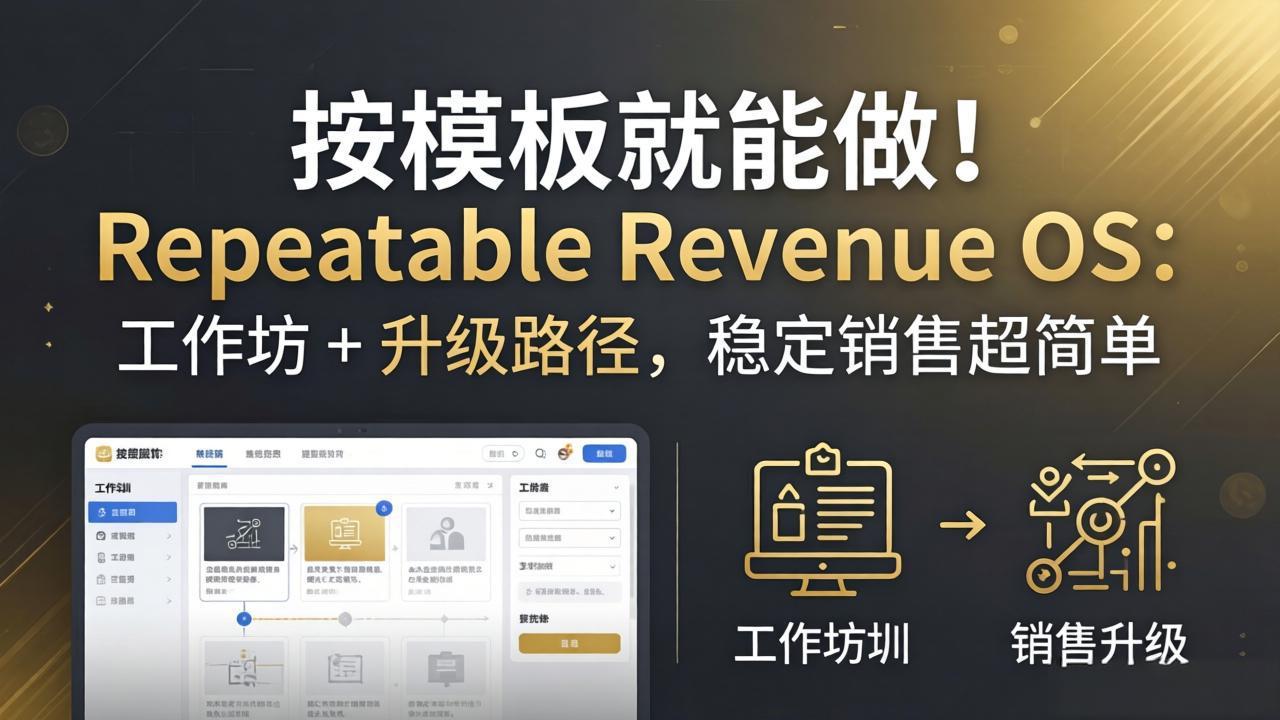 按模板就能做！Repeatable Revenue OS：工作坊 + 升级路径，稳定销售超简单-小目标云网创