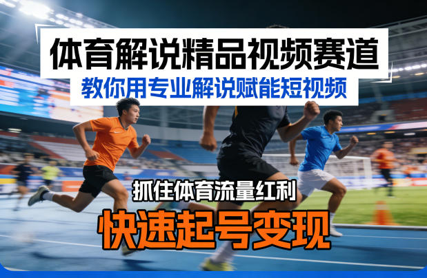 体育解说精品视频赛道，教你用专业解说赋能短视频，抓住体育流量红利，快速起号变现-小目标云网创