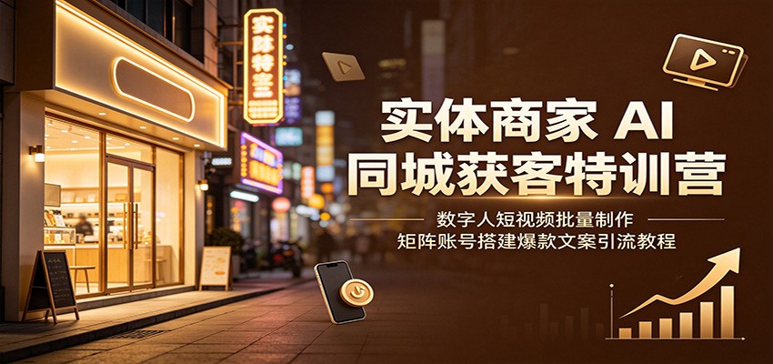 实体商家AI同城获客特训营：数字人短视频批量制作，矩阵账号搭建爆款文案引流教程-小目标云网创