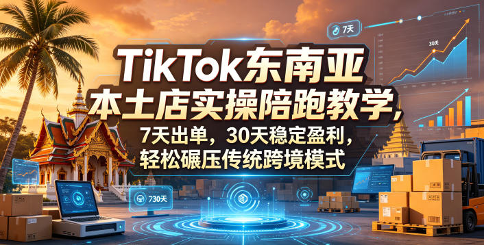 TikTok东南亚本土店实操陪跑教学，7天出单，30天稳定盈利，轻松碾压传统跨境模式-黑猫科技云网创