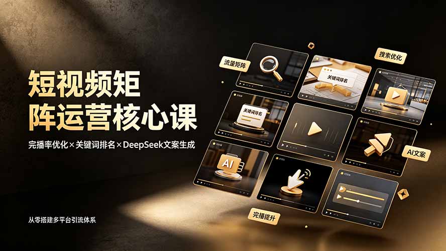 短视频矩阵运营核心课：完播率优化×关键词排名×DeepSeek文案生成，从零搭建多平台引流体系-小目标云网创