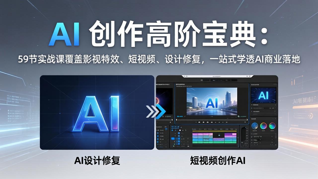 AI 创作高阶宝典:59节实战课覆盖影视特效、短视频、设计修复,一站式学透AI商业落地-小目标云网创